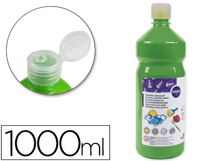 Témpera líquida Liderpapel escolar 1000ml. verde